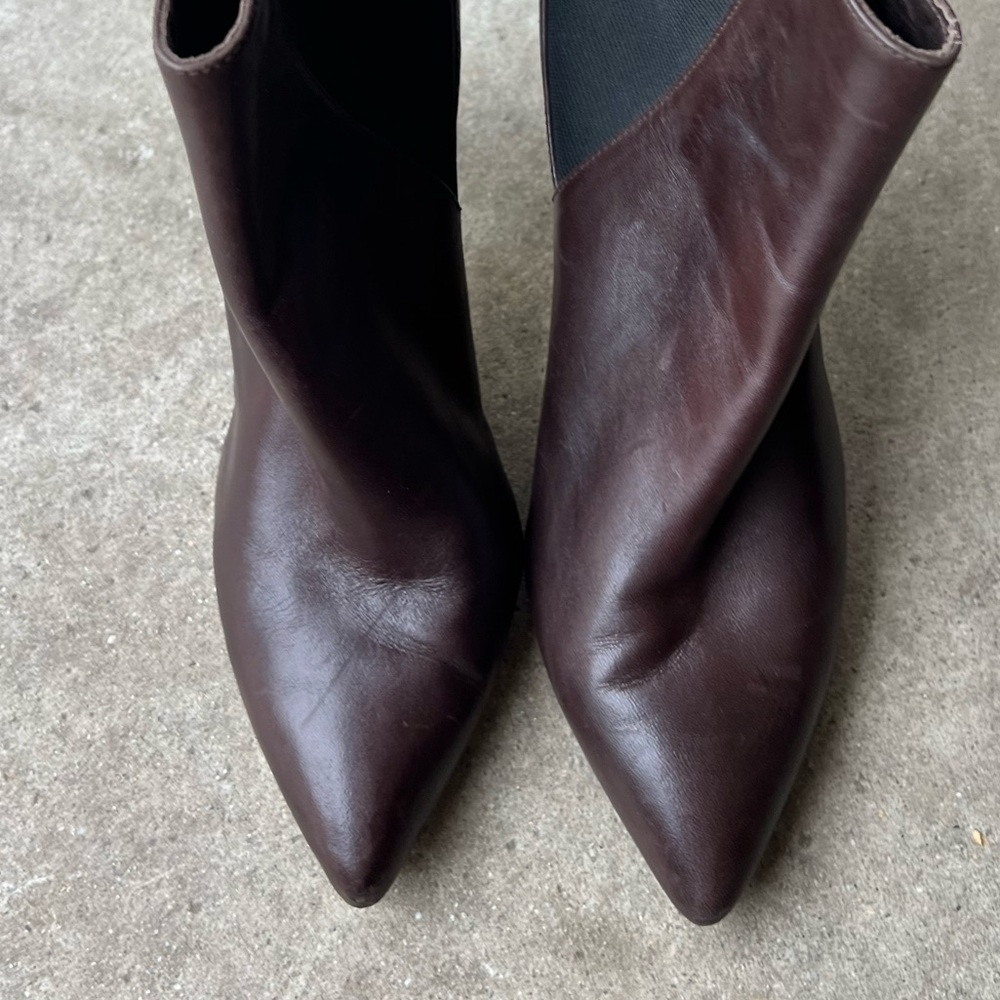 Michael Kors Leather Asbury Pointed Toe Leather Bootie Brown Women Sz 8 - Picture 3 of 16